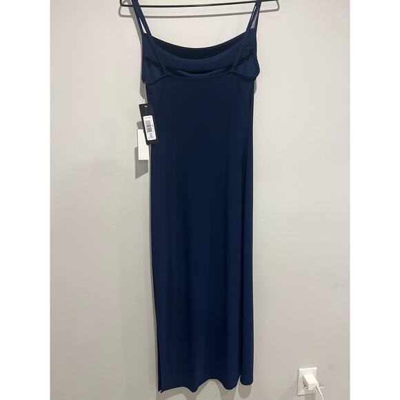 NWT Bebe Cowl Midi Dress Navy Slit Lim Fit Dress Size XS Style Number 702917 - Picture 4 of 11